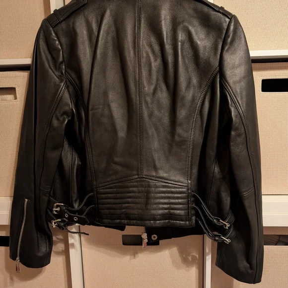 NWT BCBG Generation Black Leather Biker Jacket Size M - Picture 6 of 7